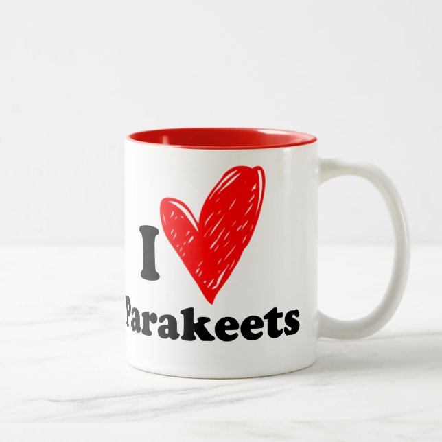 Caneca De Café Em Dois Tons Eu amo periquitos (Direita)