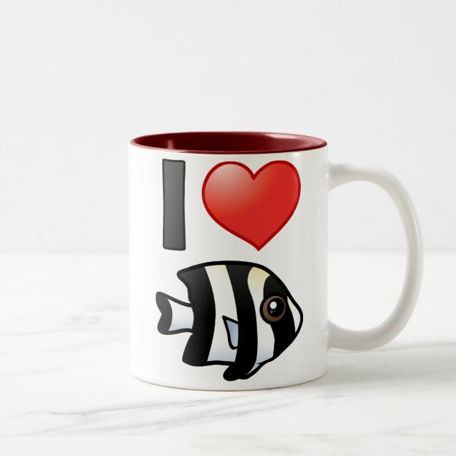 Caneca De Café Em Dois Tons Eu Amo Quatro Strike Damselfish (Direita)