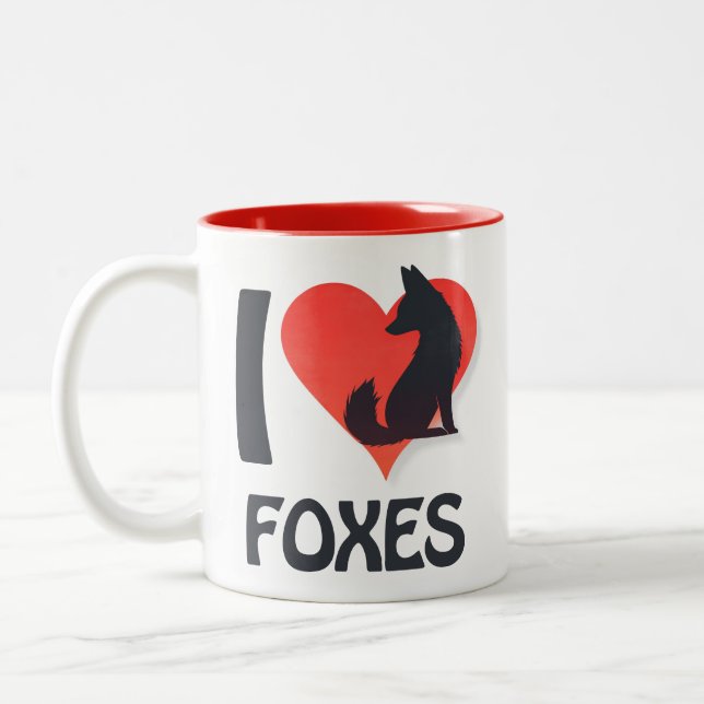 Caneca De Café Em Dois Tons Eu amo raposas (Esquerda)
