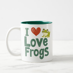 Caneca De Café Em Dois Tons Eu Amo Rãs