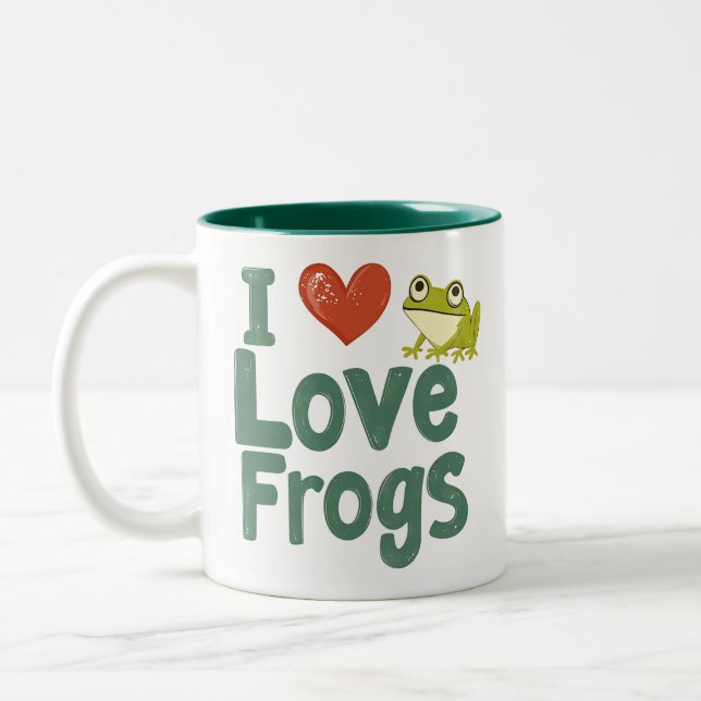 Caneca De Café Em Dois Tons Eu Amo Rãs  (Esquerda)