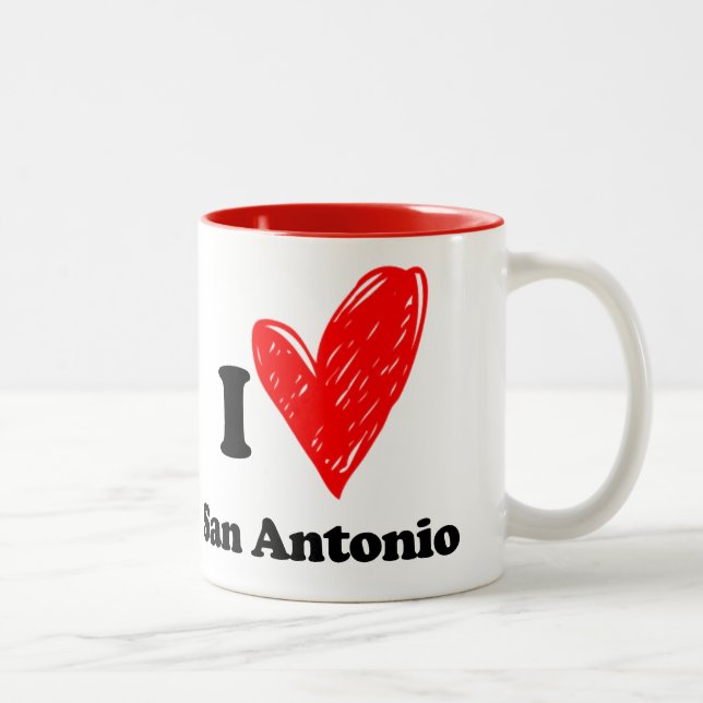 Caneca De Café Em Dois Tons Eu amo San Antonio (Direita)