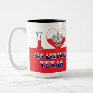 Caneca De Café Em Dois Tons Eu amo San Antonio Texas