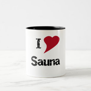 Caneca De Café Em Dois Tons Eu Amo Sauna