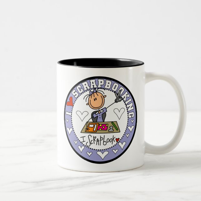 Caneca De Café Em Dois Tons Eu Amo Scrapbooking (Direita)