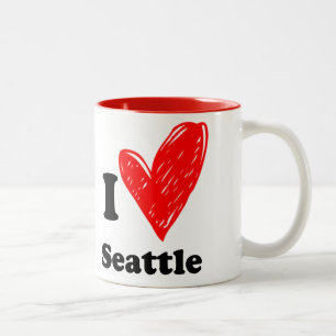 Caneca De Café Em Dois Tons Eu amo Seattle