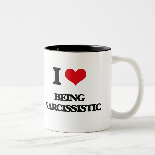 Caneca De Café Em Dois Tons Eu amo ser narcisístico (Direita)