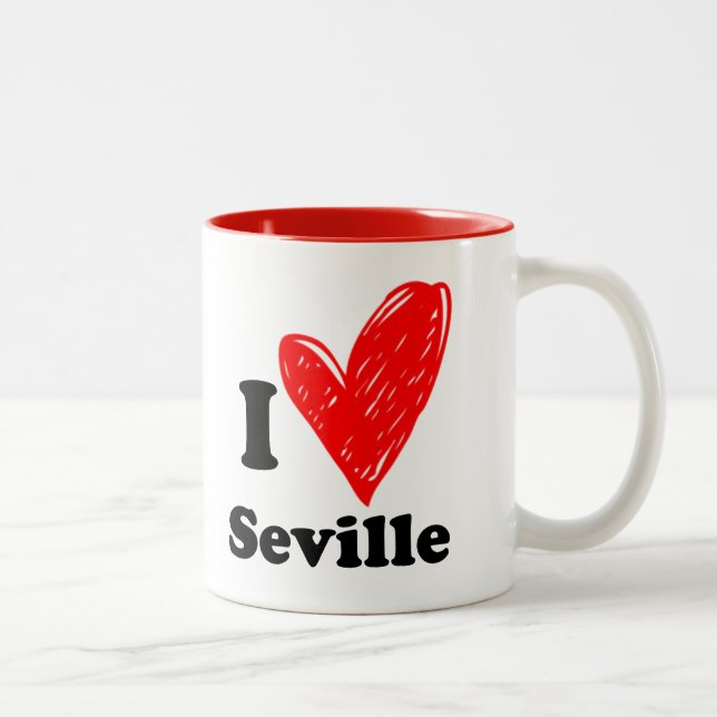 Caneca De Café Em Dois Tons Eu amo Seville (Direita)