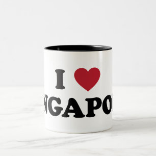 Caneca De Café Em Dois Tons Eu amo Singapore