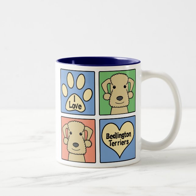 Caneca De Café Em Dois Tons Eu amo terrier de Bedlington (Direita)
