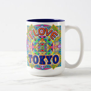 Caneca De Café Em Dois Tons EU AMO TOKYO Happy Mug