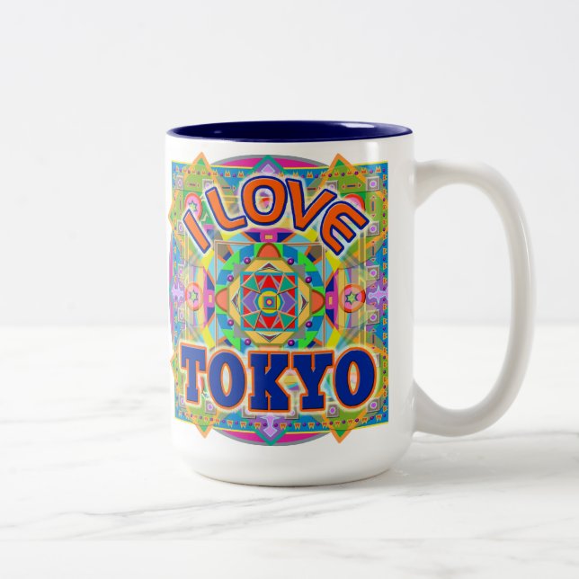 Caneca De Café Em Dois Tons EU AMO TOKYO Happy Mug (Direita)