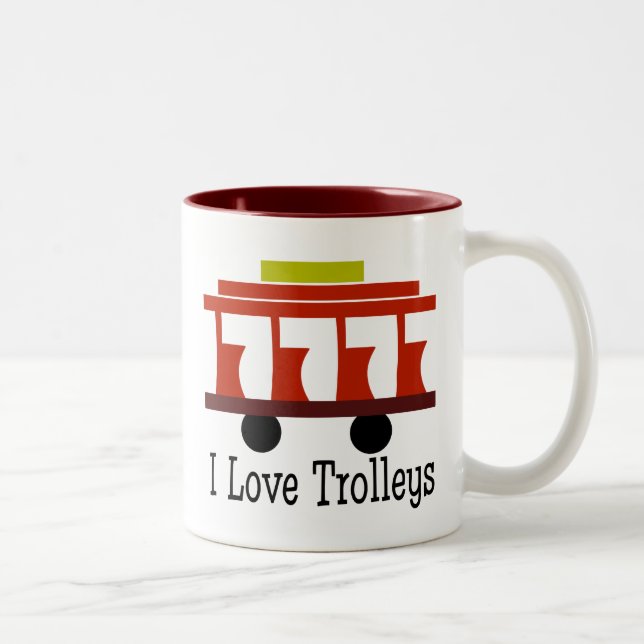 Caneca De Café Em Dois Tons Eu Amo Trolleys (Direita)