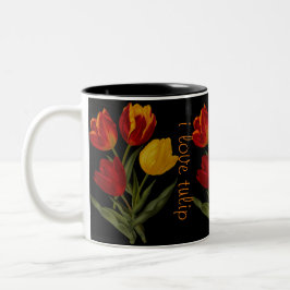 Caneca De Café Em Dois Tons eu amo tulip mug