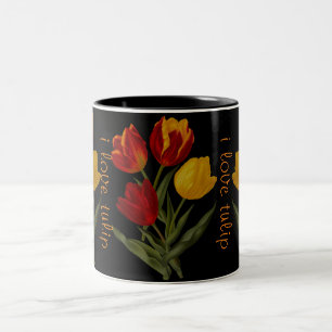 Caneca De Café Em Dois Tons eu amo tulip mug
