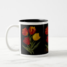 Caneca De Café Em Dois Tons eu amo tulip mug