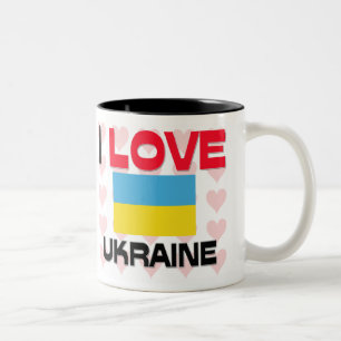Caneca De Café Em Dois Tons Eu amo Ucrânia