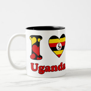 Caneca De Café Em Dois Tons Eu amo Uganda