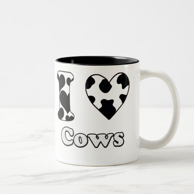 Caneca De Café Em Dois Tons Eu amo vacas (Direita)
