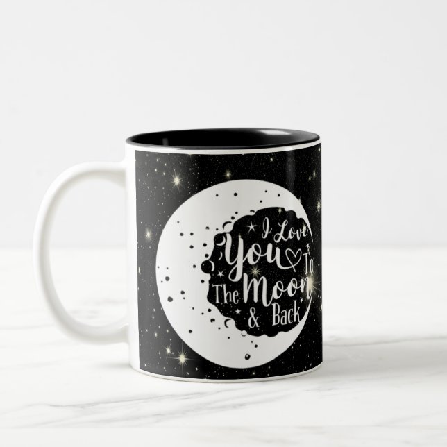 Caneca De Café Em Dois Tons Eu amo você até a lua e de volta - (Esquerda)