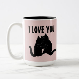 CANECA DE CAFÉ EM DOIS TONS  "EU AMO VOCÊ" GATO CAFÉ MUGS