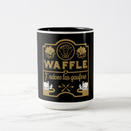 Caneca De Café Em Dois Tons Eu amo Waffles