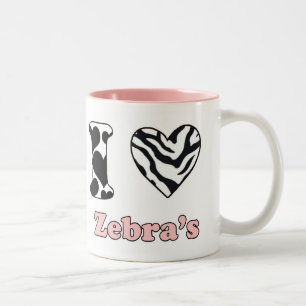 Caneca De Café Em Dois Tons Eu amo zebras