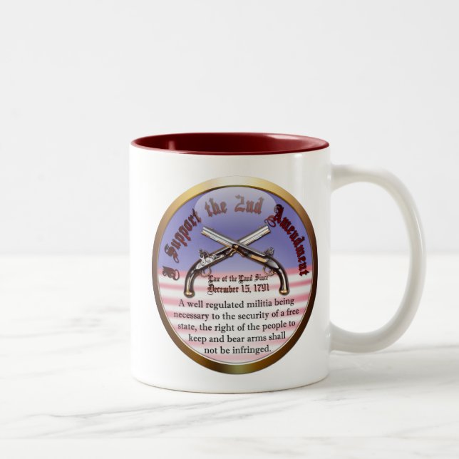 Caneca De Café Em Dois Tons Eu Apoio a Segunda Emenda (Direita)