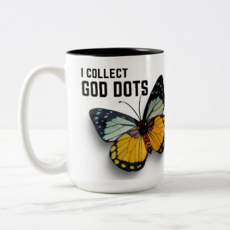 Caneca De Café Em Dois Tons Eu coleciono cafezinho inspirador DEUS DOTS
