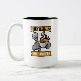 Caneca De Café Em Dois Tons Eu Conserto Coisas Com Presente de Mecânico de Caf