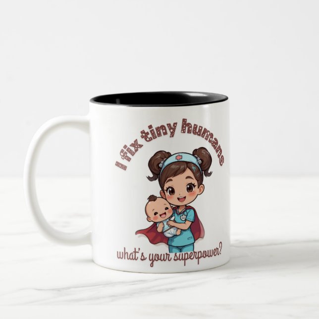 Caneca De Café Em Dois Tons Eu Conserto Humanos Minúsculos,Citação Fofa para E (Esquerda)