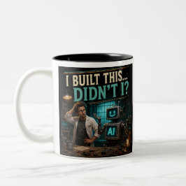 Caneca De Café Em Dois Tons Eu Construí Isto, Não Foi? Camiseta Divertida de T