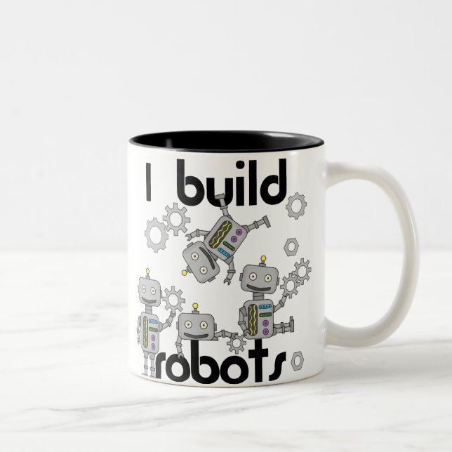 Caneca De Café Em Dois Tons Eu construo robôs (Direita)