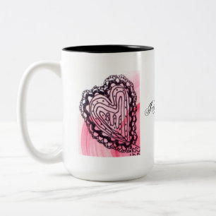 Caneca De Café Em Dois Tons Eu Corto Você Rico Corações Vermelhos