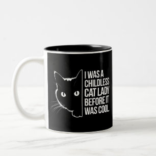 Caneca De Café Em Dois Tons Eu Era uma Mulher Sem Filhos e com Gatos Antes Dis