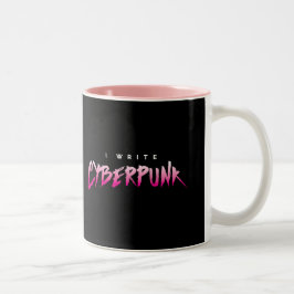 Caneca De Café Em Dois Tons Eu escrevo o Cyberpunk