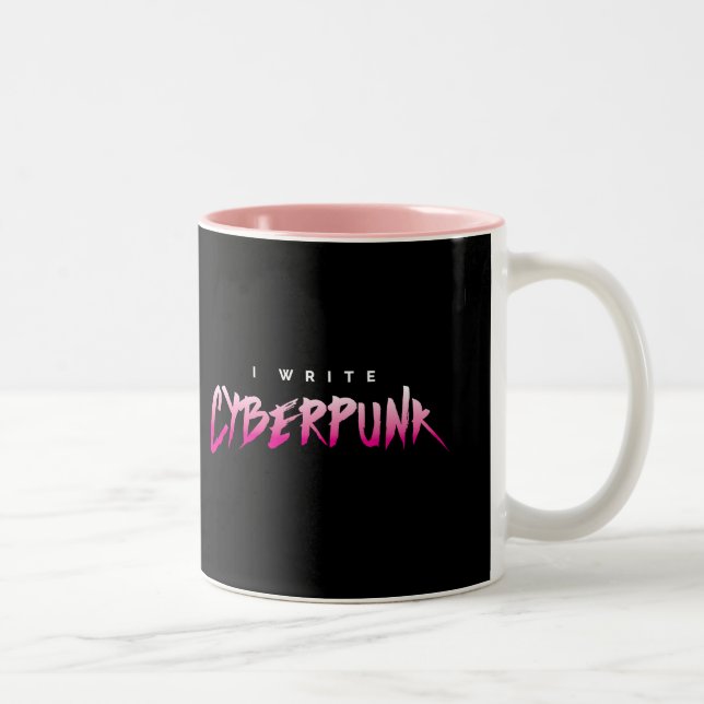 Caneca De Café Em Dois Tons Eu escrevo o Cyberpunk (Direita)