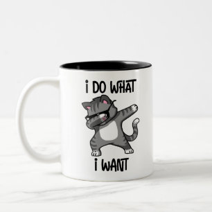 Caneca De Café Em Dois Tons eu faço o que eu quero dono de gato