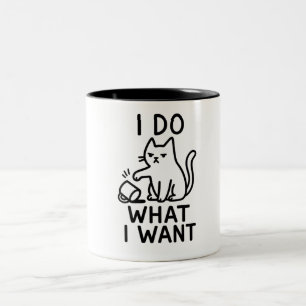 Caneca De Café Em Dois Tons Eu Faço O Que Quero Gato - Engraçado Rebelde