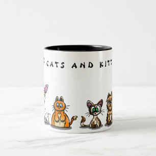 Caneca De Café Em Dois Tons Eu ❤️ GATOS e KITTENS