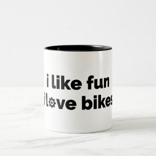 Caneca De Café Em Dois Tons Eu Gosto de Diversão Eu Amo Bicicletas