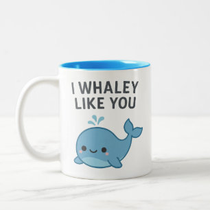 Caneca De Café Em Dois Tons Eu Gosto De Você - Um Lixo De Baleia