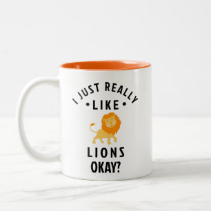Caneca De Café Em Dois Tons Eu Gosto Muito De Leões, Certo? // Animal diverti