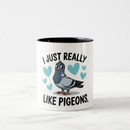 Caneca De Café Em Dois Tons Eu gosto muito de pombos