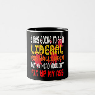Caneca De Café Em Dois Tons Eu ia ser um Liberal para o Dia das Bruxas