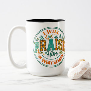 Caneca De Café Em Dois Tons Eu Irei Louvá-Lo...