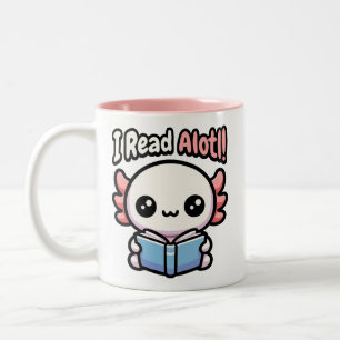 Caneca De Café Em Dois Tons Eu Li Alol! Caneta Axolotl de Leitura em Cubo