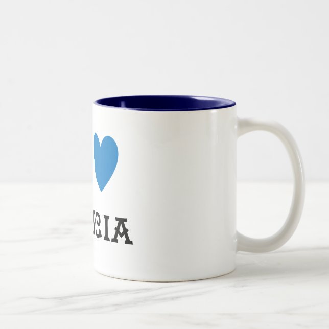 Caneca De Café Em Dois Tons Eu love Galicia Azul (Direita)