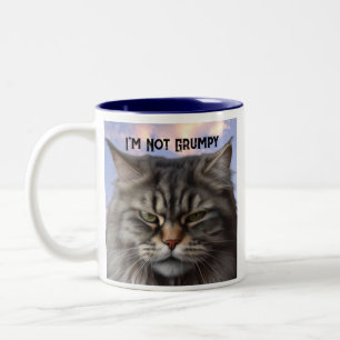 Caneca De Café Em Dois Tons "Eu não estou rabugento", Mug de Gato com design s