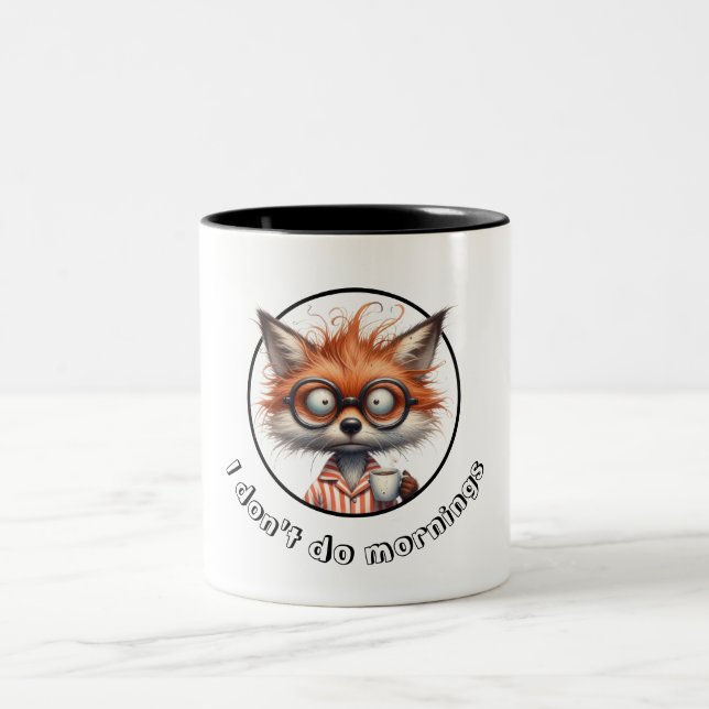 Caneca De Café Em Dois Tons Eu não faço manhãs Raposa (Centro)